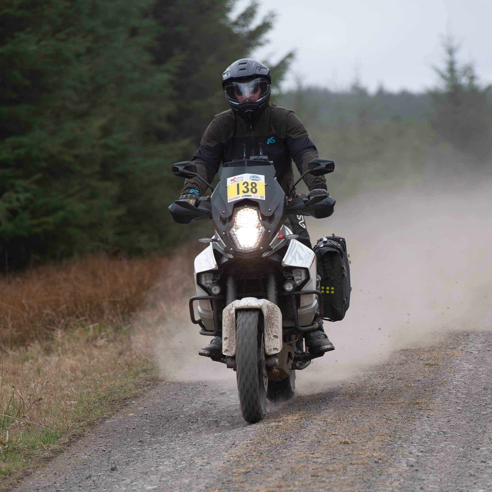 BMW GS riding gravel road