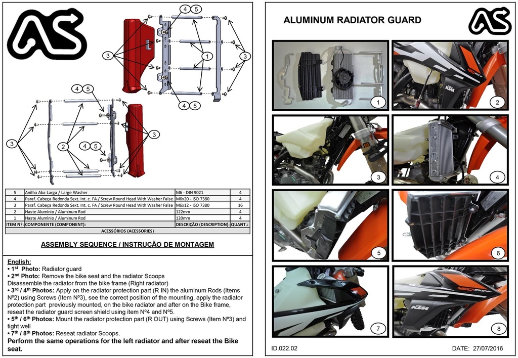 Adventure Spec KTM EXC 2019+ 4stroke Radiator Braces