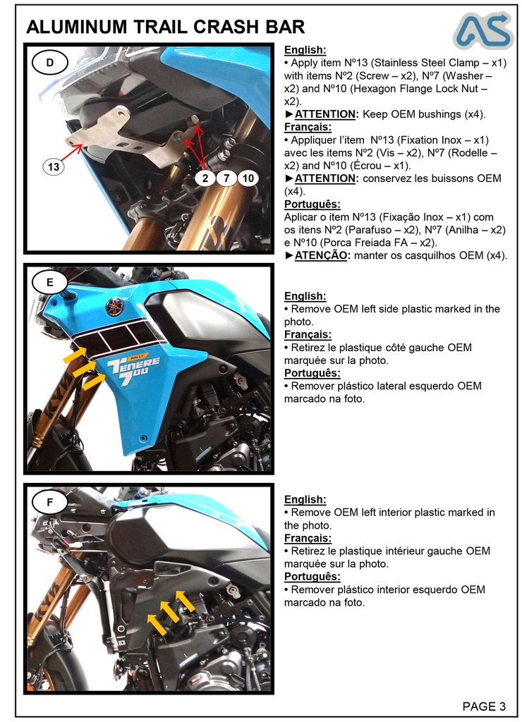 Adventure Spec Yamaha Tenere 700 and Tenere 700 Rally Edition Crashbars 2025 +     